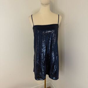 [Free People] Sparkling Sequin Chemise in Midnight Blue - Size Small
